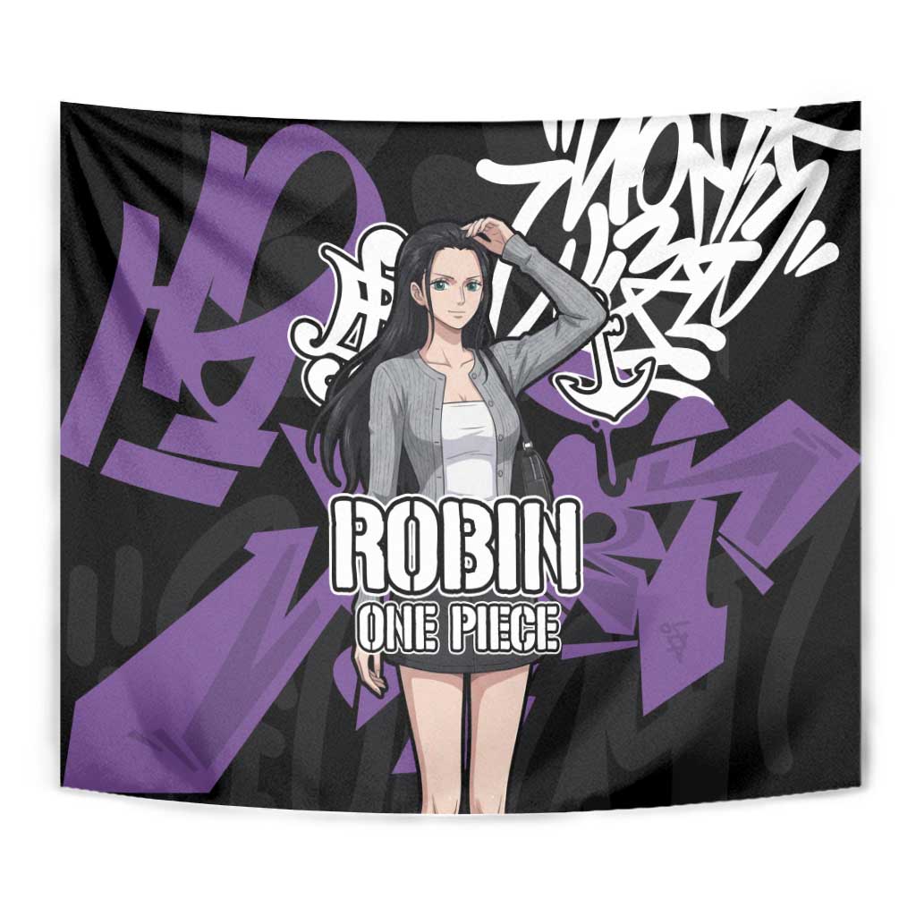 Nico Robin One Piece Tapestry Graffiti Street Art Anime Collage