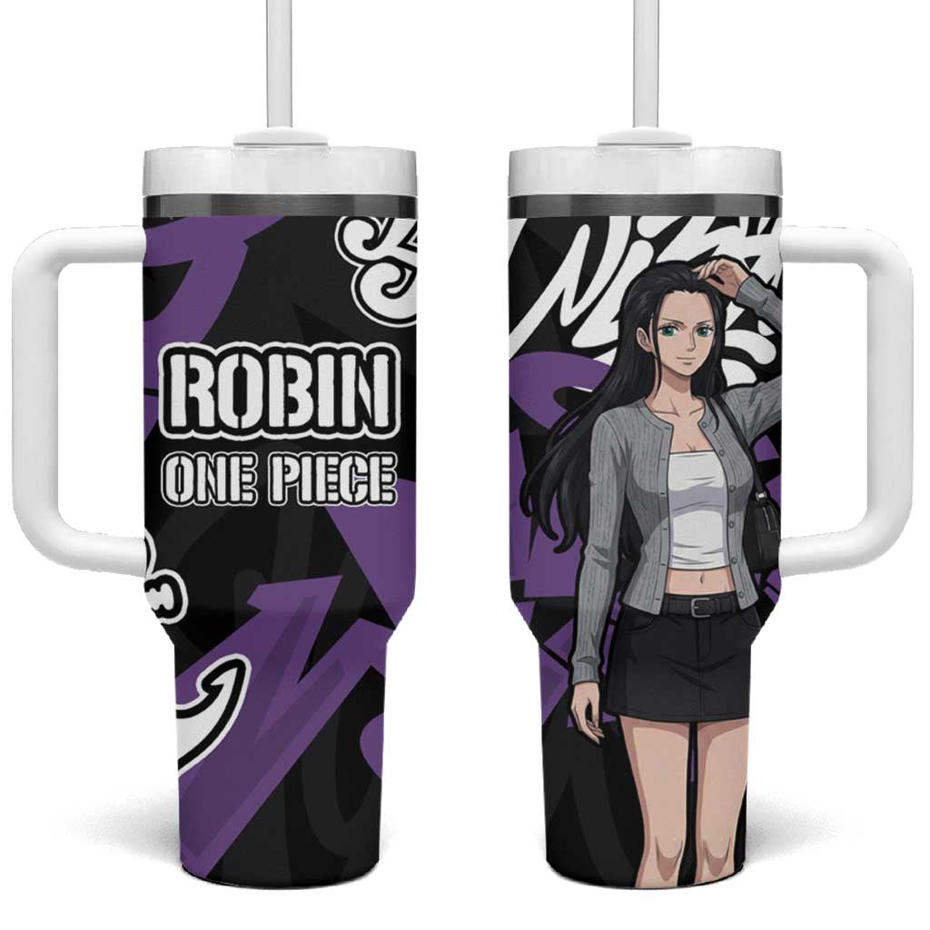 Nico Robin One Piece Tumbler With Handle Graffiti Street Art Anime Collage