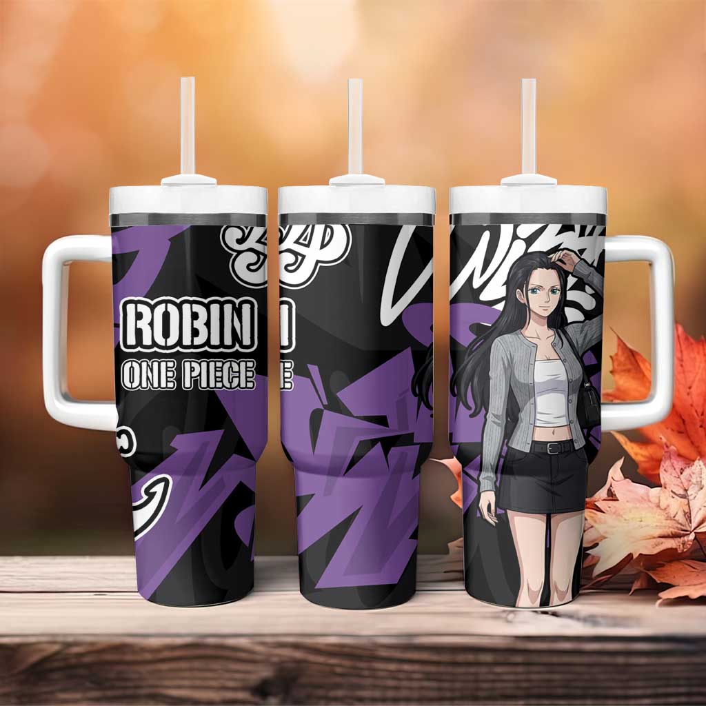 Nico Robin One Piece Tumbler With Handle Graffiti Street Art Anime Collage