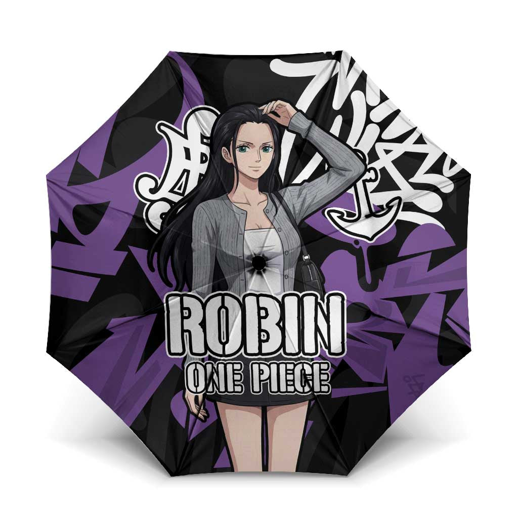 Nico Robin One Piece Umbrella Graffiti Street Art Anime Collage