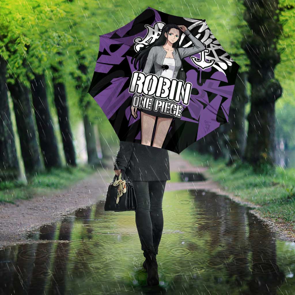 Nico Robin One Piece Umbrella Graffiti Street Art Anime Collage