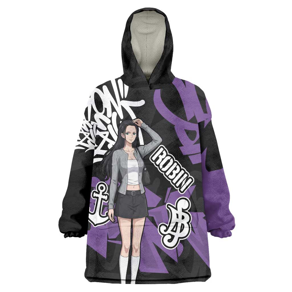 Nico Robin One Piece Wearable Blanket Hoodie Graffiti Street Art Anime Collage