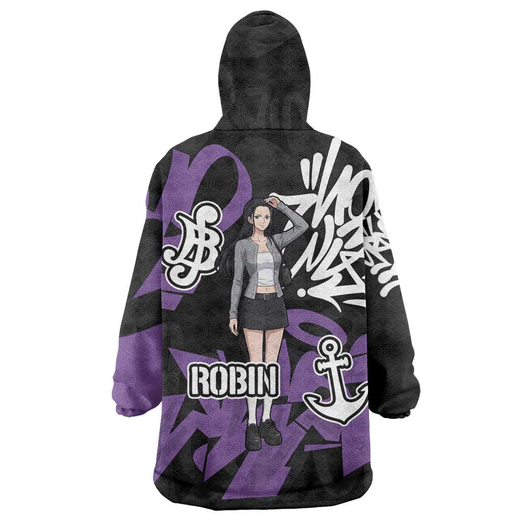 Nico Robin One Piece Wearable Blanket Hoodie Graffiti Street Art Anime Collage