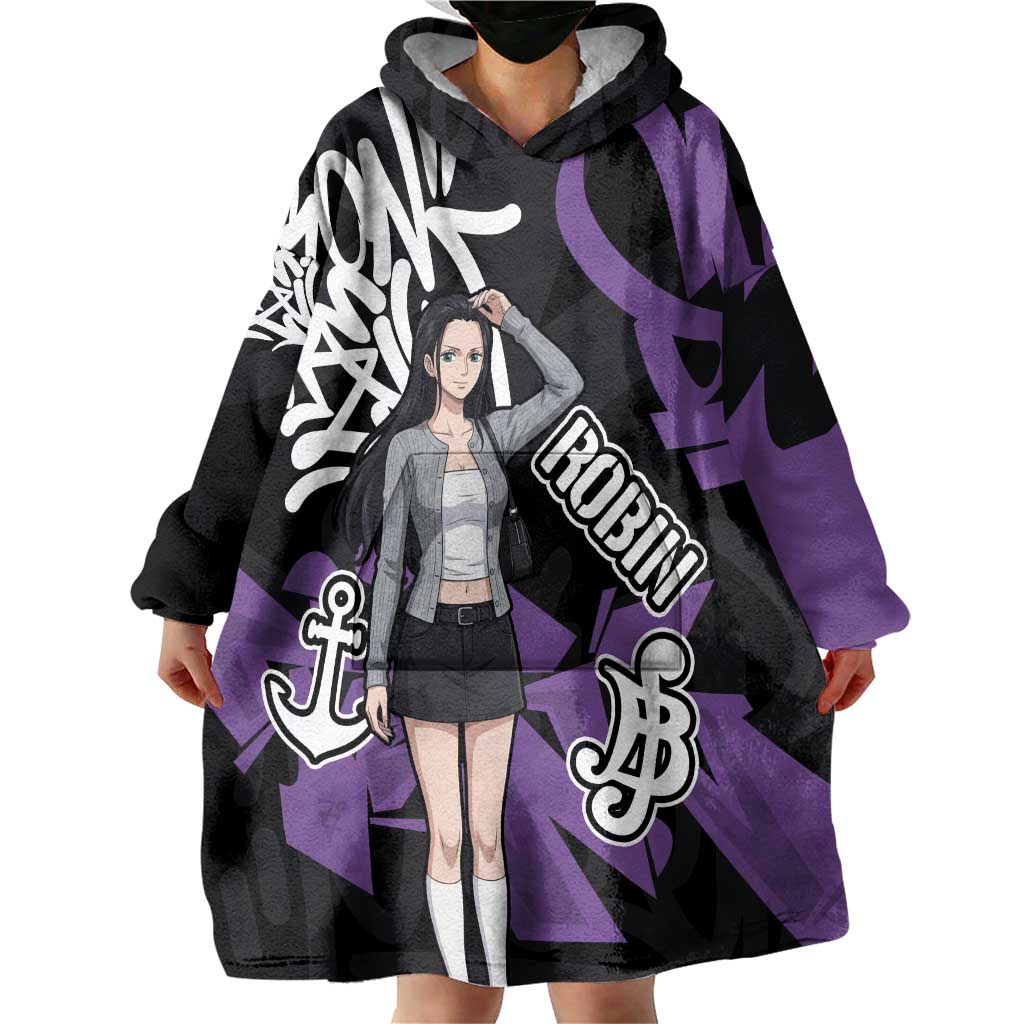 Nico Robin One Piece Wearable Blanket Hoodie Graffiti Street Art Anime Collage