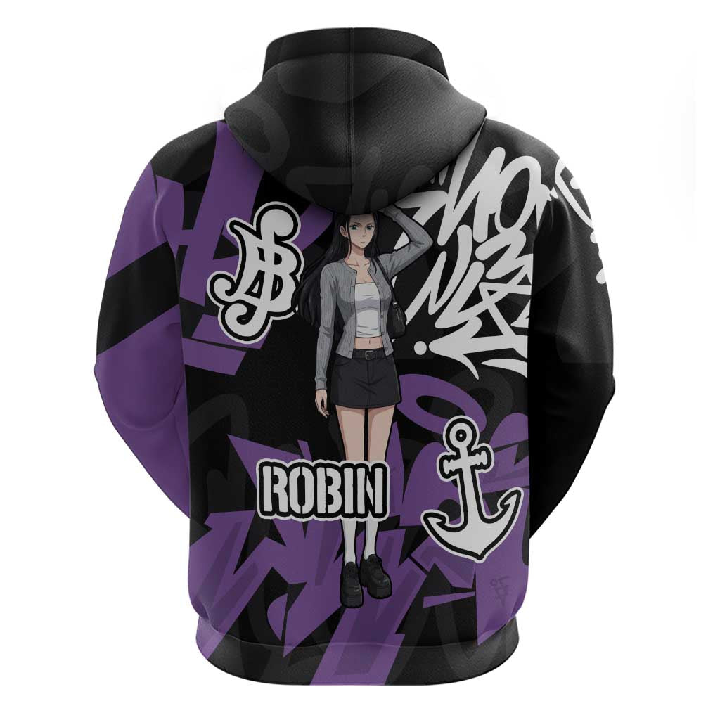 Nico Robin One Piece Zip Hoodie Graffiti Street Art Anime Collage