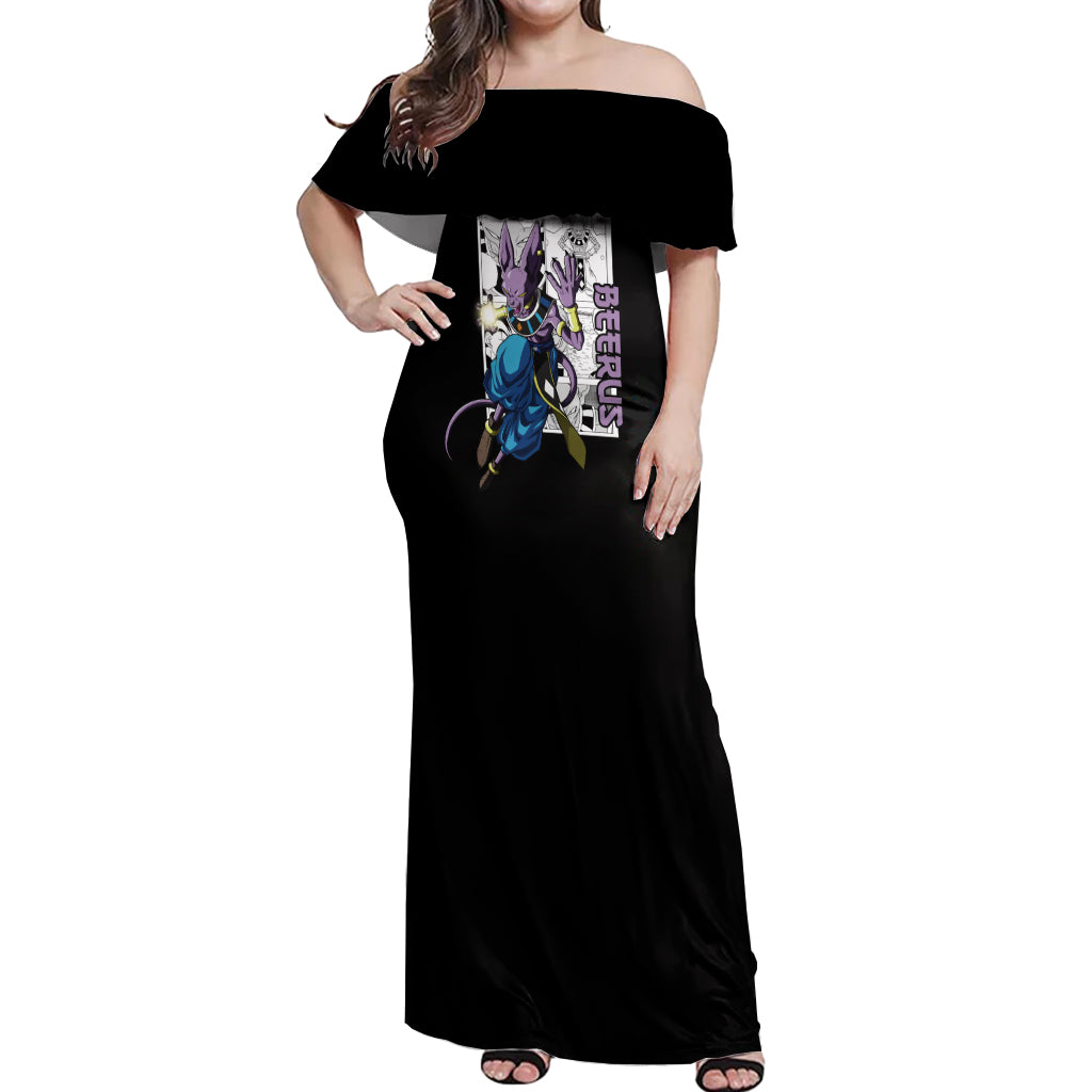 Beerus Off Shoulder Maxi Dress Dragon Ball Mix Anime Manga