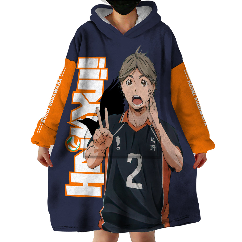 Karasuno Koshi Sugawara Wearable Blanket Hoodie Haikyu