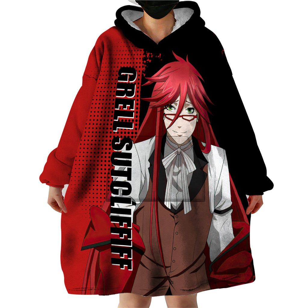 Grell Sutcliff Wearable Blanket Hoodie Black Butler
