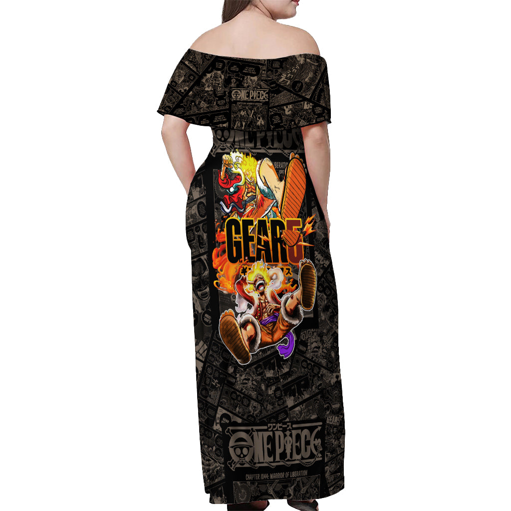Luffy Gear 5 - One Piece Off Shoulder Maxi Dress Anime Mix Manga Style