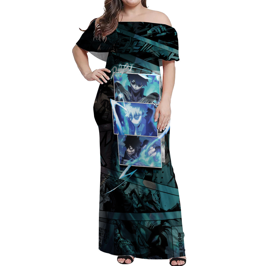Dabi - My Hero Academia Off Shoulder Maxi Dress Anime Mix Manga Style