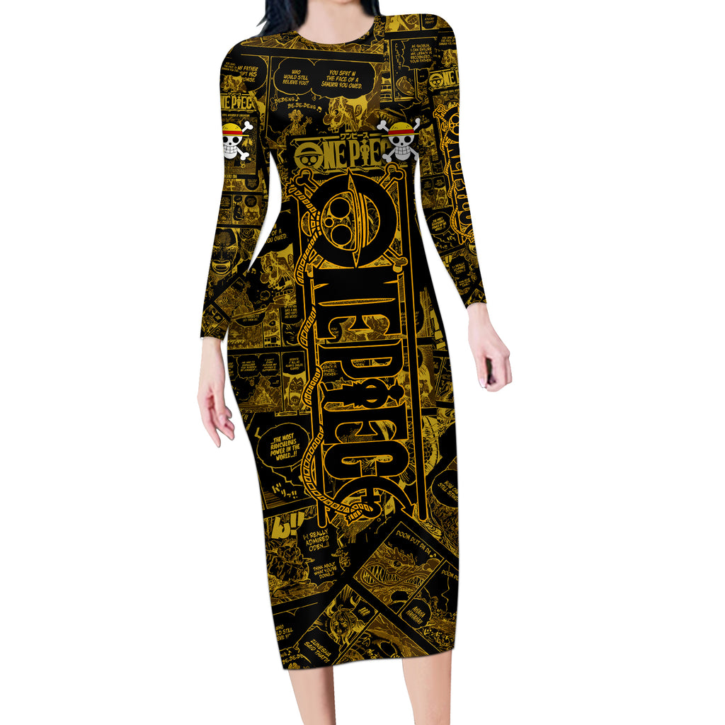 Luffy - Zoro - Sanji One Piece Long Sleeve Bodycon Dress Manga Style