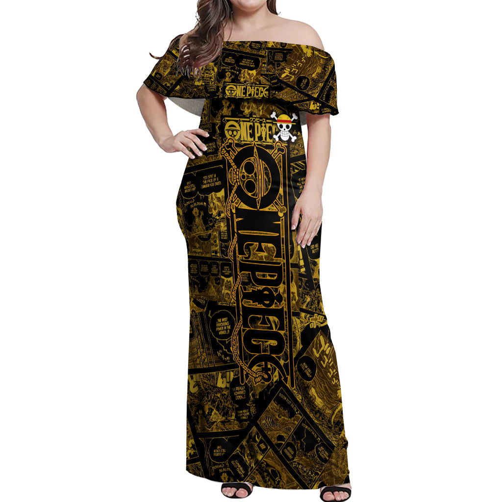 Luffy - Zoro - Sanji One Piece Off Shoulder Maxi Dress Manga Style