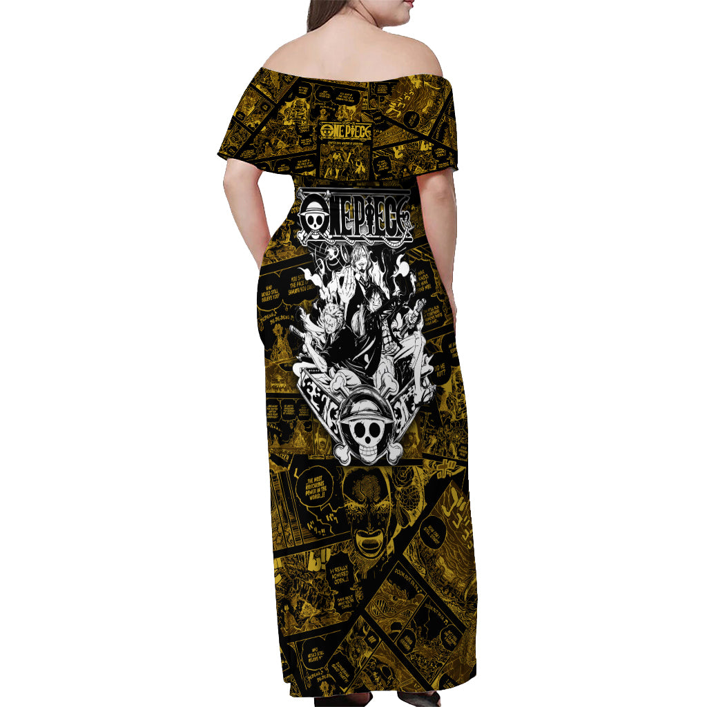 Luffy - Zoro - Sanji One Piece Off Shoulder Maxi Dress Manga Style
