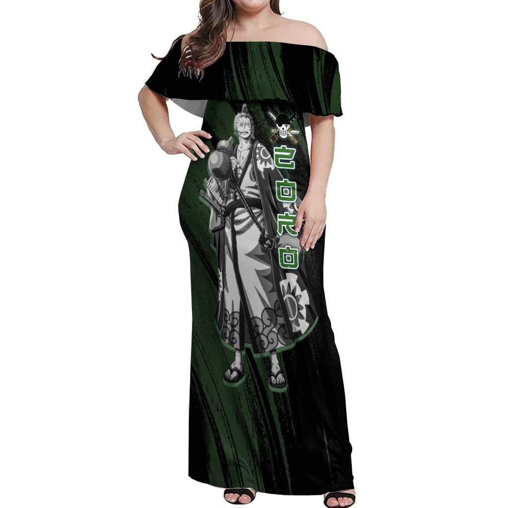 Wano Zoronoa Zoro - One Piece Off Shoulder Maxi Dress Anime Style