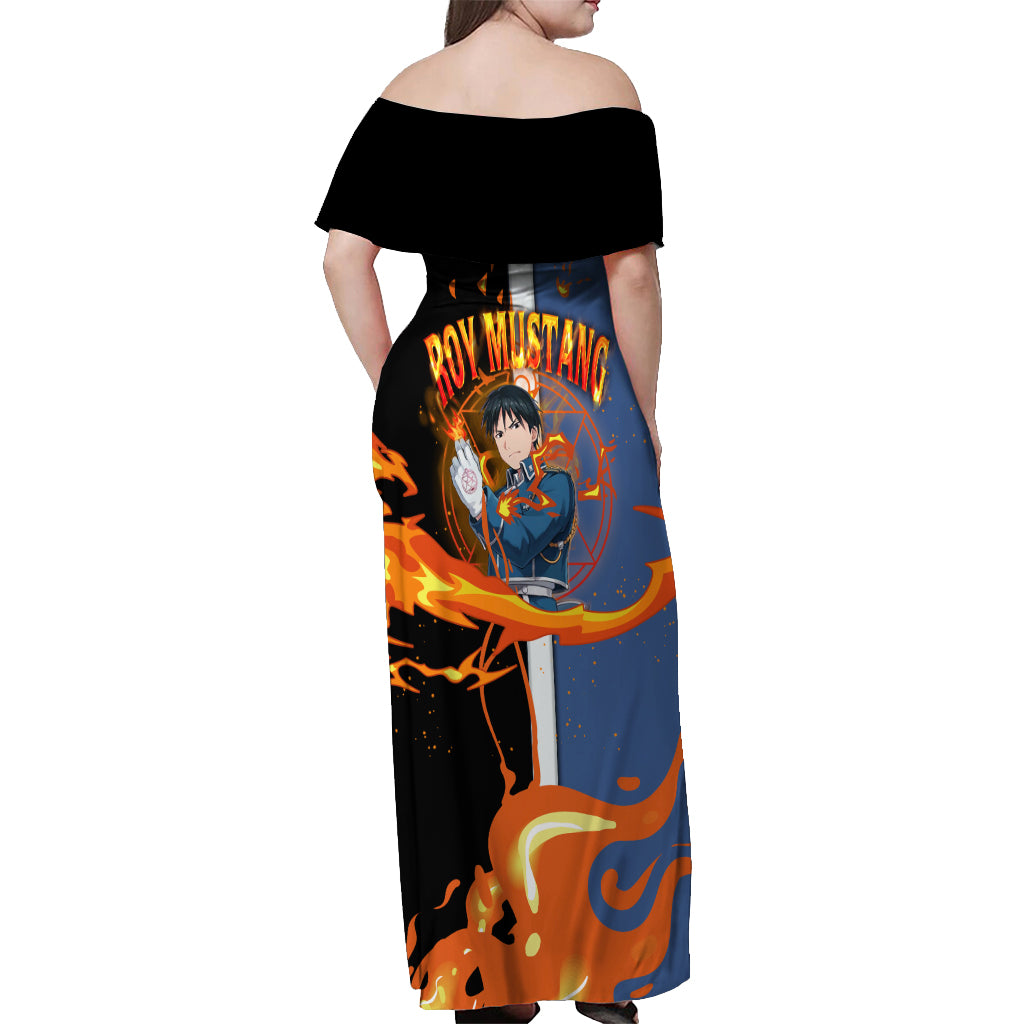 Mustang Roy Fulmetal Achemist Off Shoulder Maxi Dress Anime Style