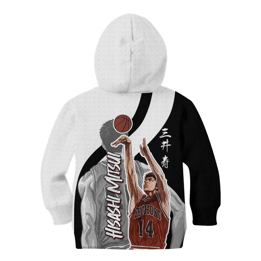 Hisashi Mitsui Number 14 - Slam Dunk Kid Hoodie Anime Mix Black And White Style