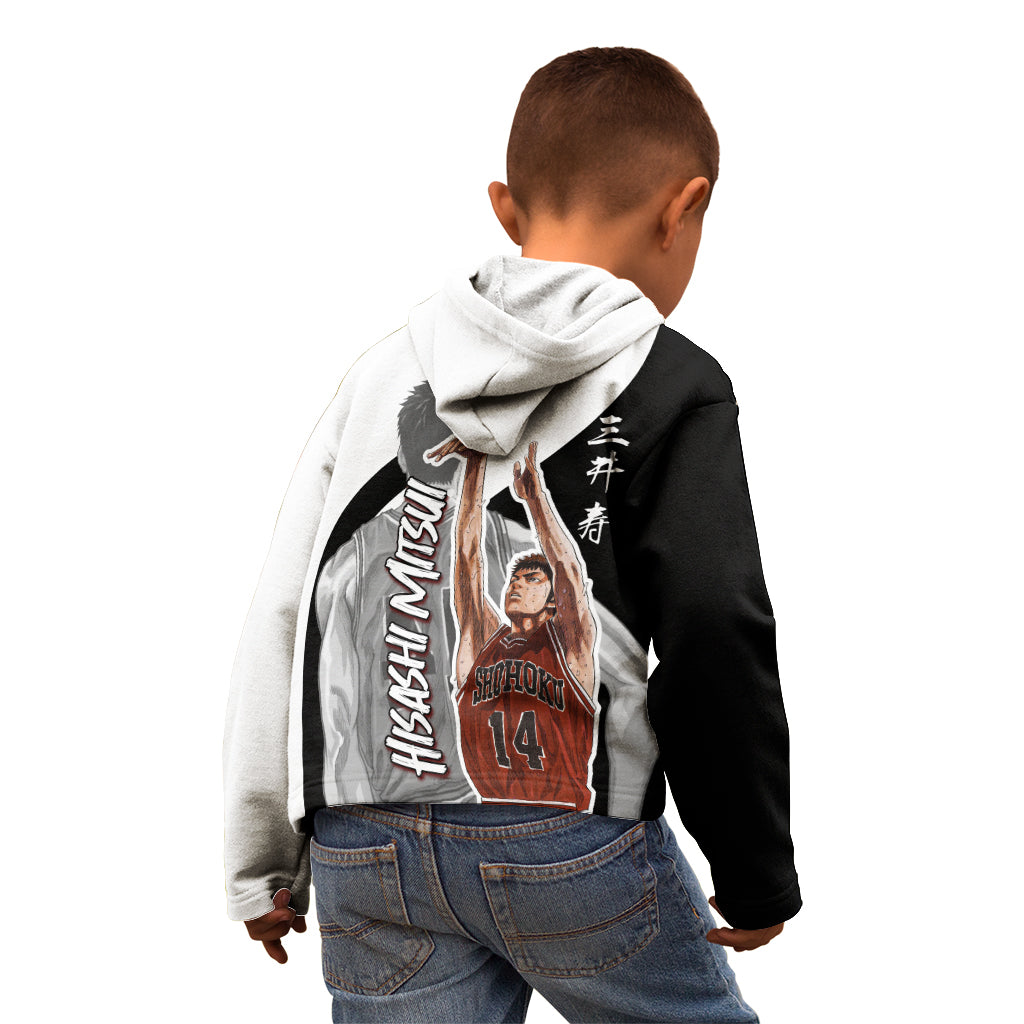 Hisashi Mitsui Number 14 - Slam Dunk Kid Hoodie Anime Mix Black And White Style