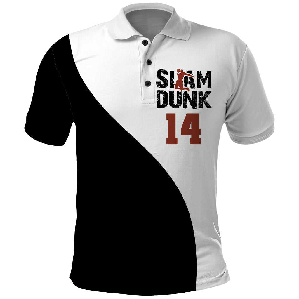 Hisashi Mitsui Number 14 - Slam Dunk Polo Shirt Anime Mix Black And White Style