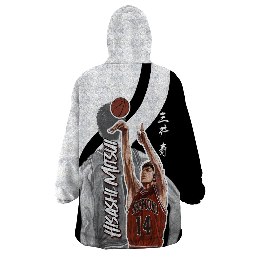 Hisashi Mitsui Number 14 - Slam Dunk Wearable Blanket Hoodie Anime Mix Black And White Style