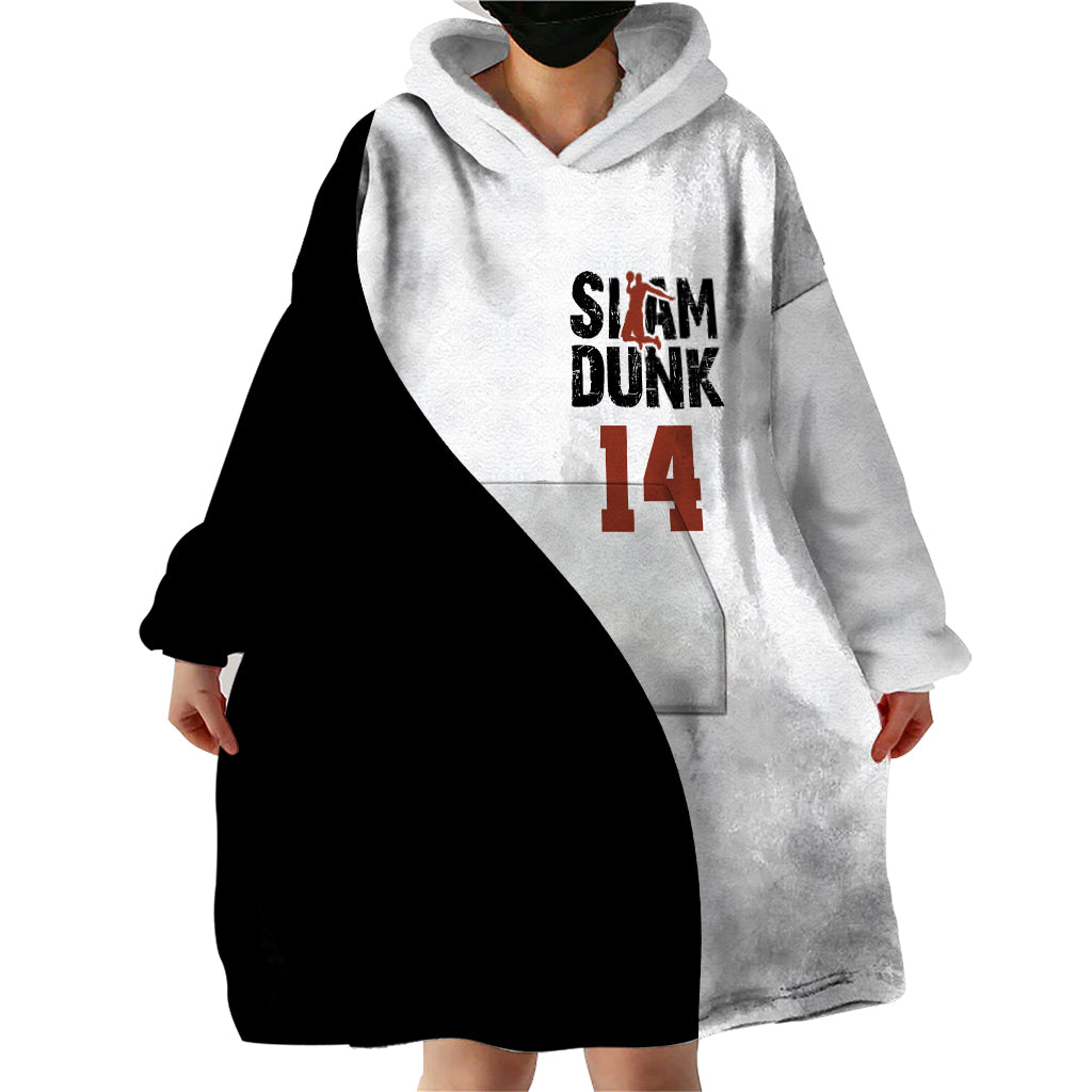 Hisashi Mitsui Number 14 - Slam Dunk Wearable Blanket Hoodie Anime Mix Black And White Style