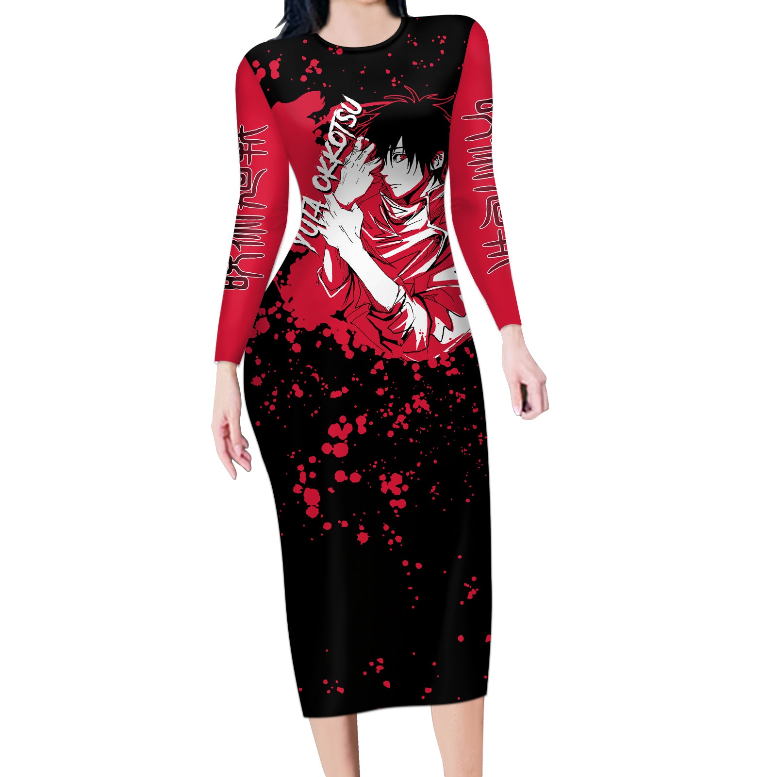 Yuta Okkotsu Jujutsu Kaisen Long Sleeve Bodycon Dress Manga Style Art