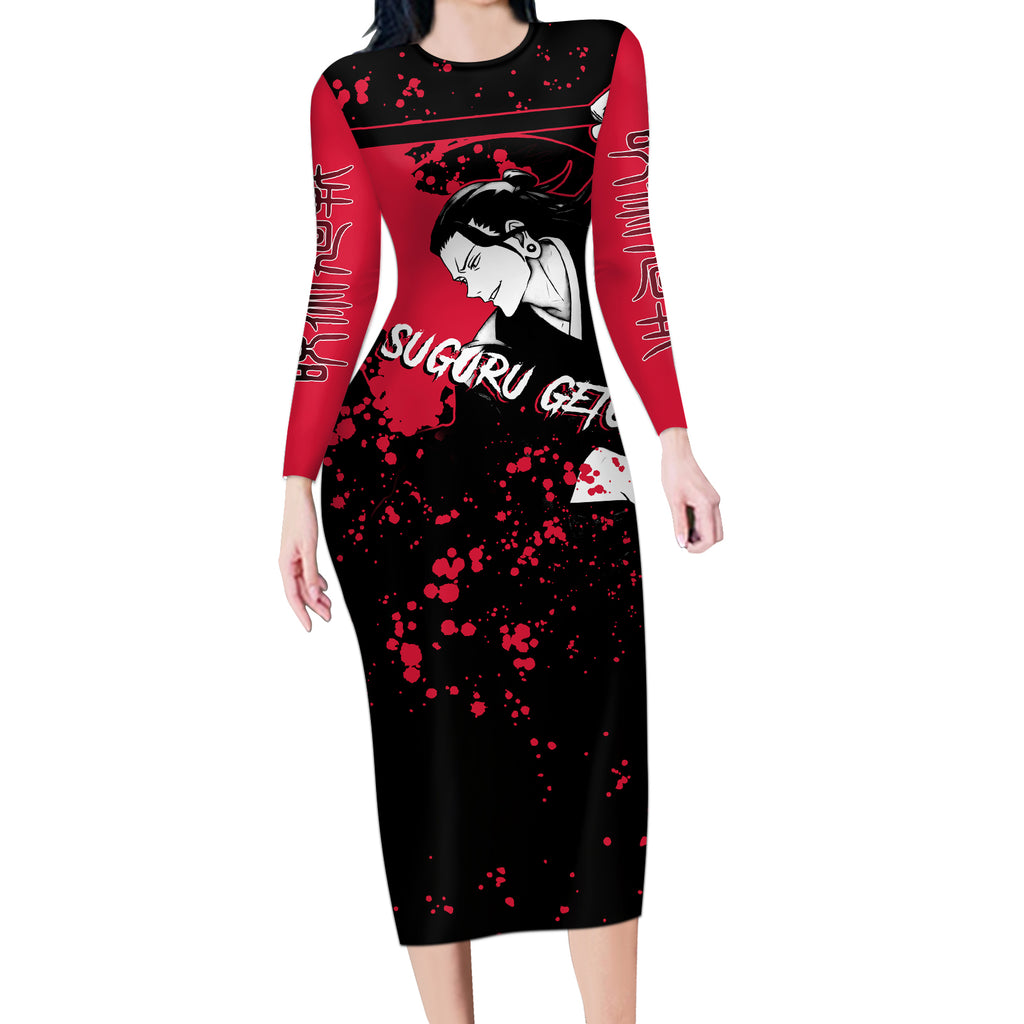 Suguru Geto Jujutsu Kaisen Long Sleeve Bodycon Dress Manga Style Art