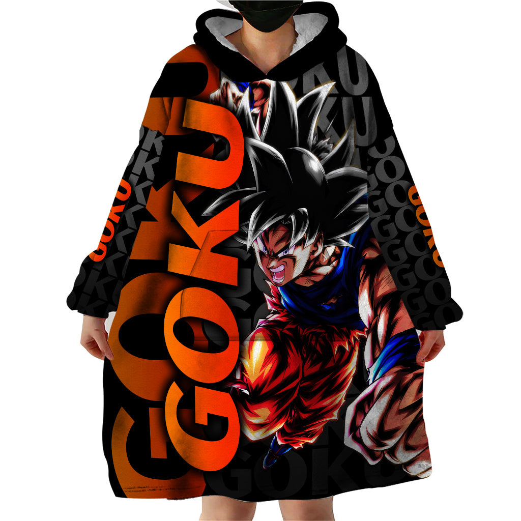 Goku Dragon Ball Wearable Blanket Hoodie Anime Mix Text Pattern Abstract Style