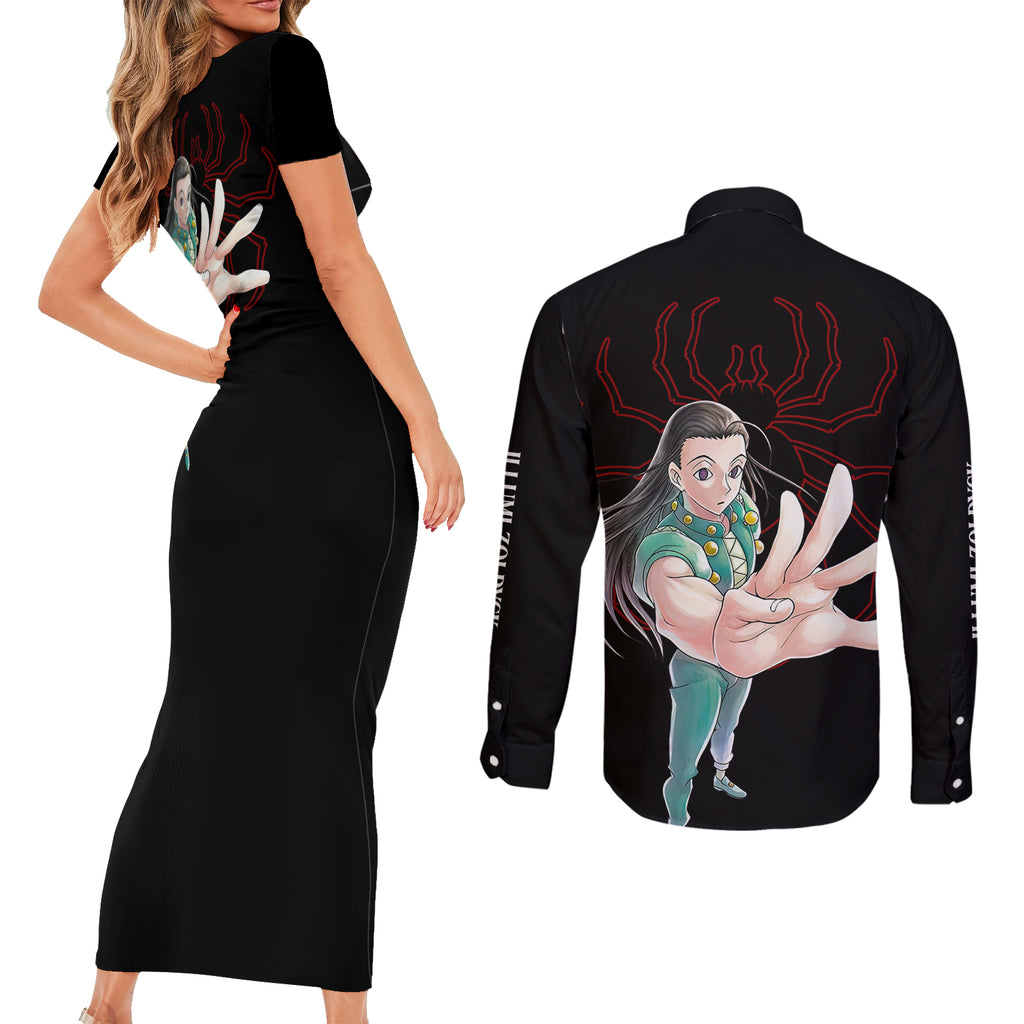 Illumi Zoldyck Phantom Troupe Hunter X Hunter Couples Matching Short Sleeve Bodycon Dress and Long Sleeve Button Shirt Anime Style