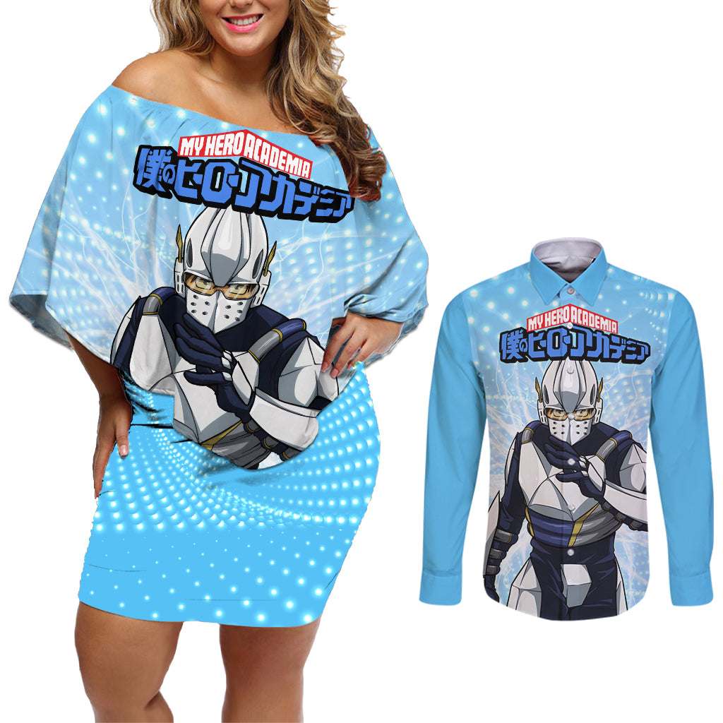 Tenya Lida - My Hero Academia Couples Matching Off Shoulder Short Dress and Long Sleeve Button Shirt Anime Style