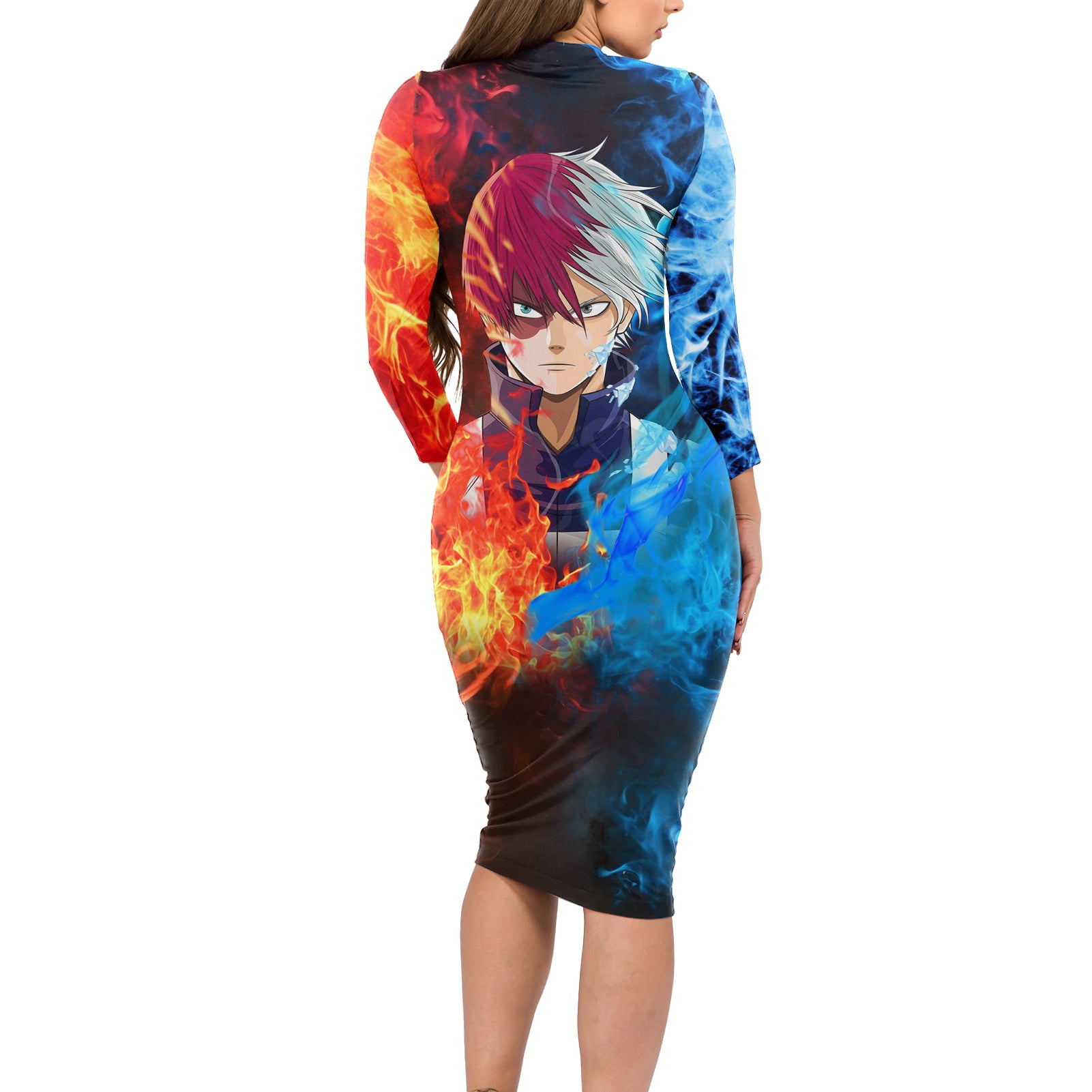 Shoto Todoroki - My Hero Academia Long Sleeve Bodycon Dress Anime Style