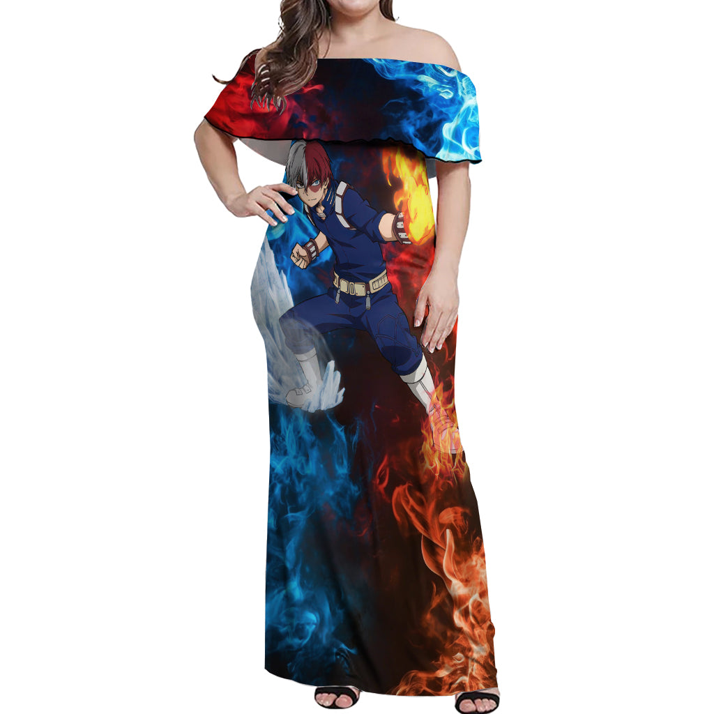 Shoto Todoroki - My Hero Academia Off Shoulder Maxi Dress Anime Style