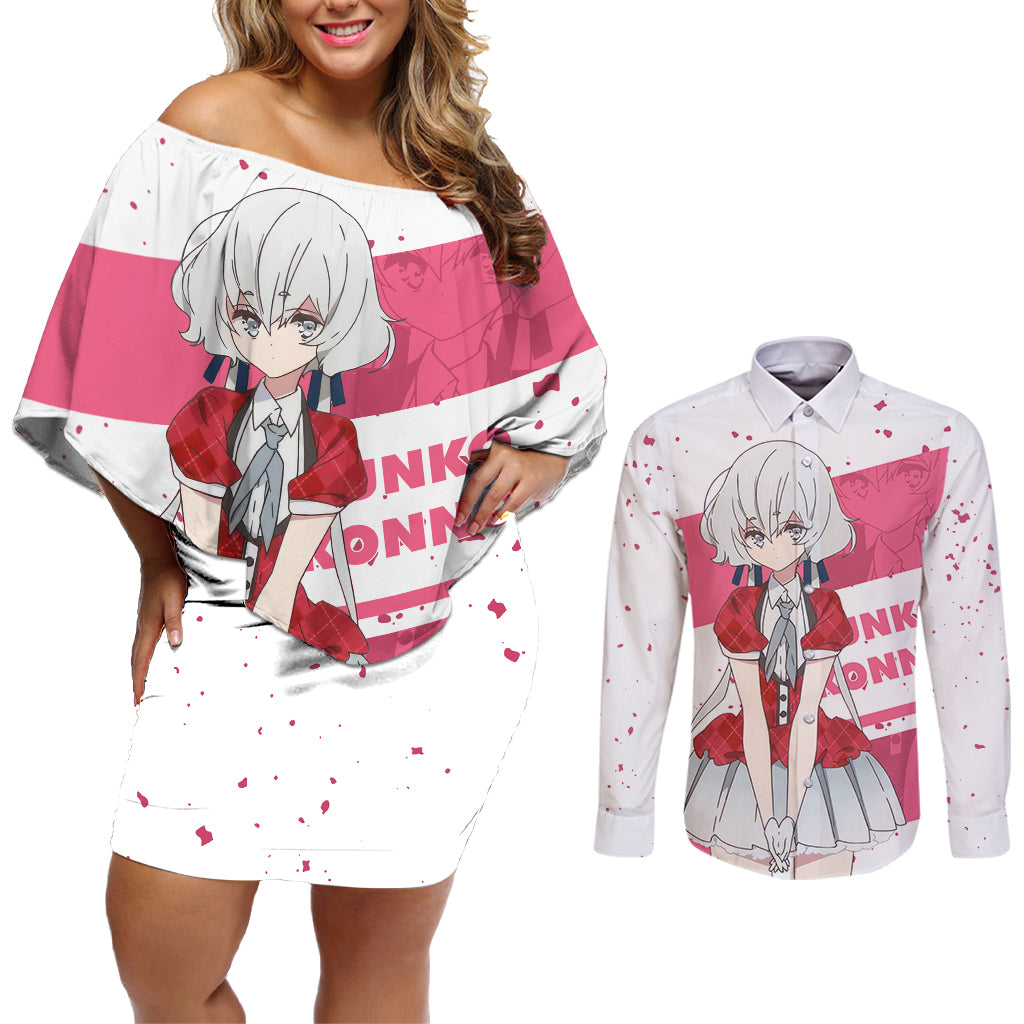 Zombie Land Saga Junko Konno Couples Matching Off Shoulder Short Dress and Long Sleeve Button Shirt Anime Style