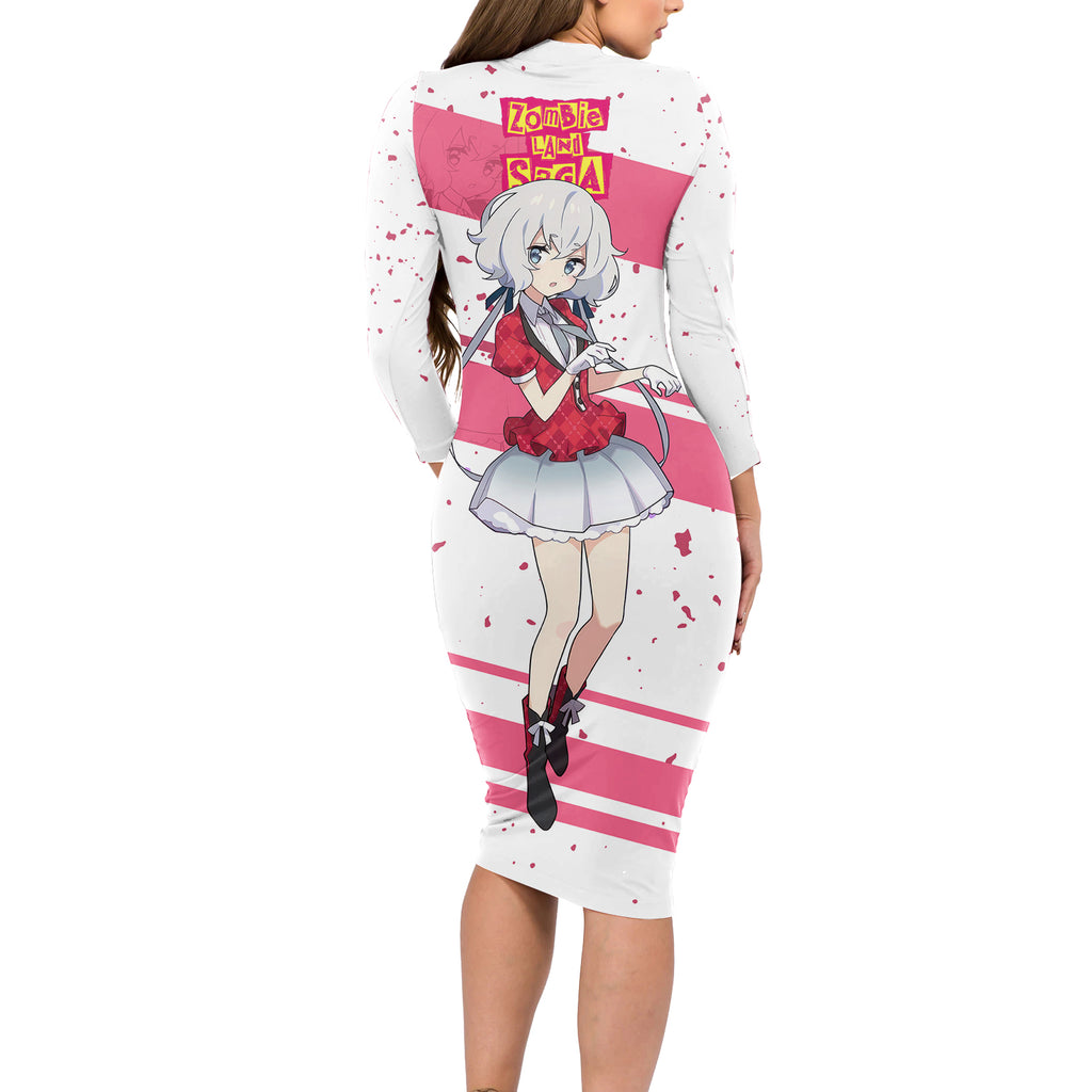 Zombie Land Saga Junko Konno Long Sleeve Bodycon Dress Anime Style