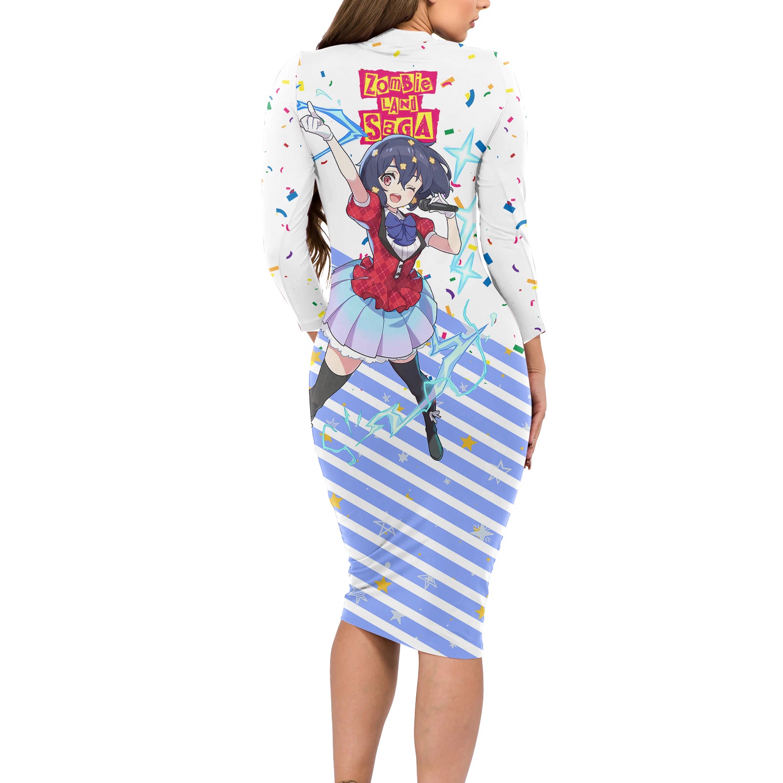 Zombie Land Saga Ai Mizuno Long Sleeve Bodycon Dress Anime Style