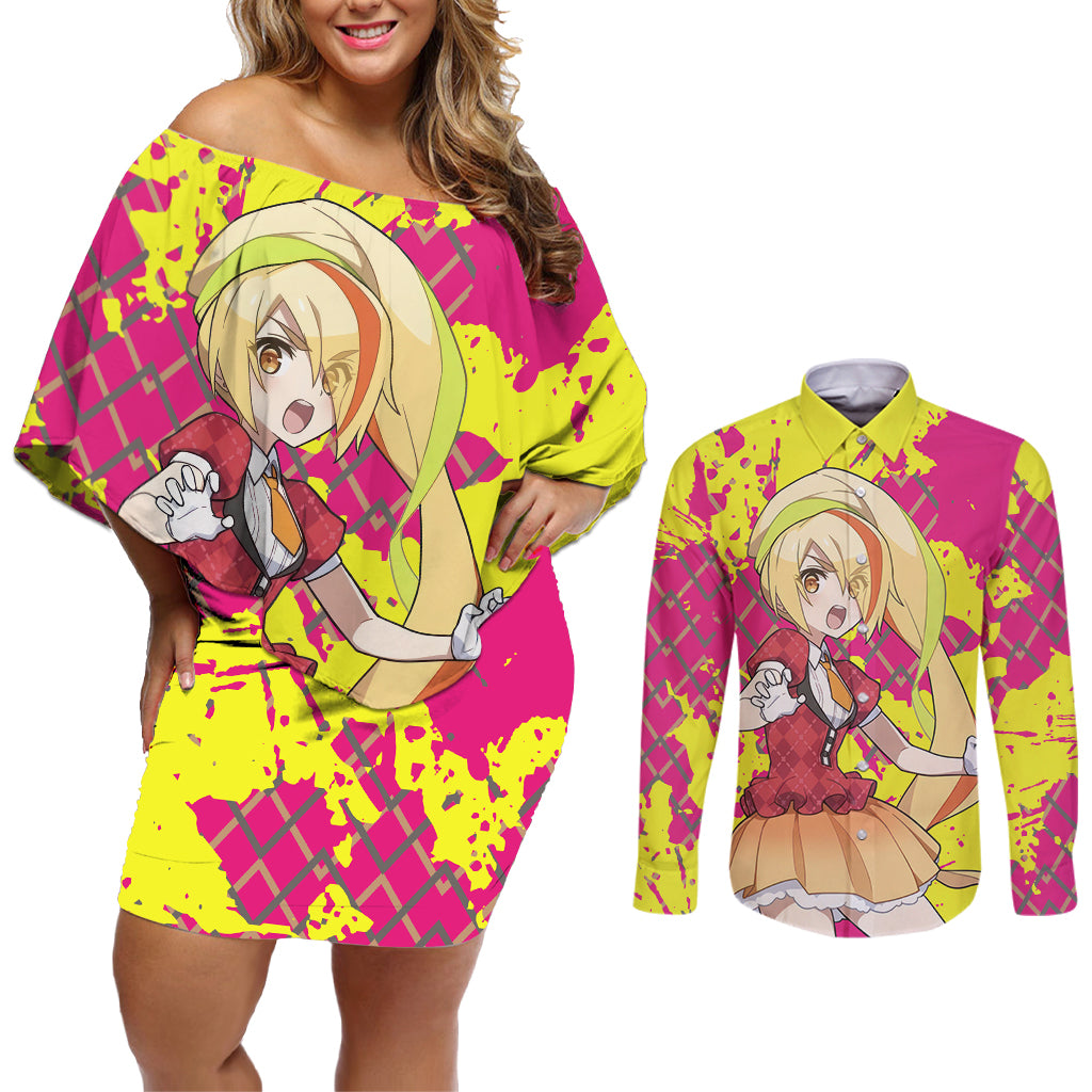 Zombie Land Saga Saki Nikaido Couples Matching Off Shoulder Short Dress and Long Sleeve Button Shirt Anime Style