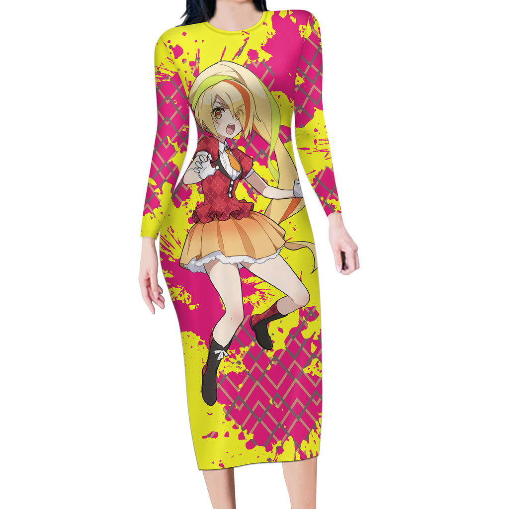 Zombie Land Saga Saki Nikaido Long Sleeve Bodycon Dress Anime Style