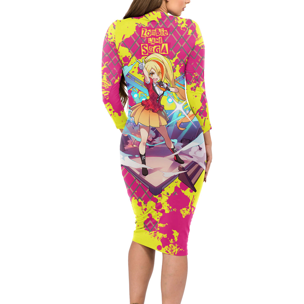 Zombie Land Saga Saki Nikaido Long Sleeve Bodycon Dress Anime Style