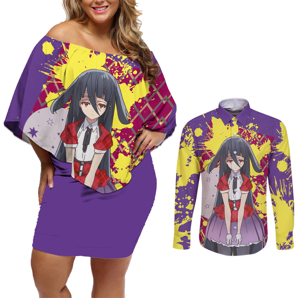Zombie Land Saga Tae Yamada Couples Matching Off Shoulder Short Dress and Long Sleeve Button Shirt Anime Style