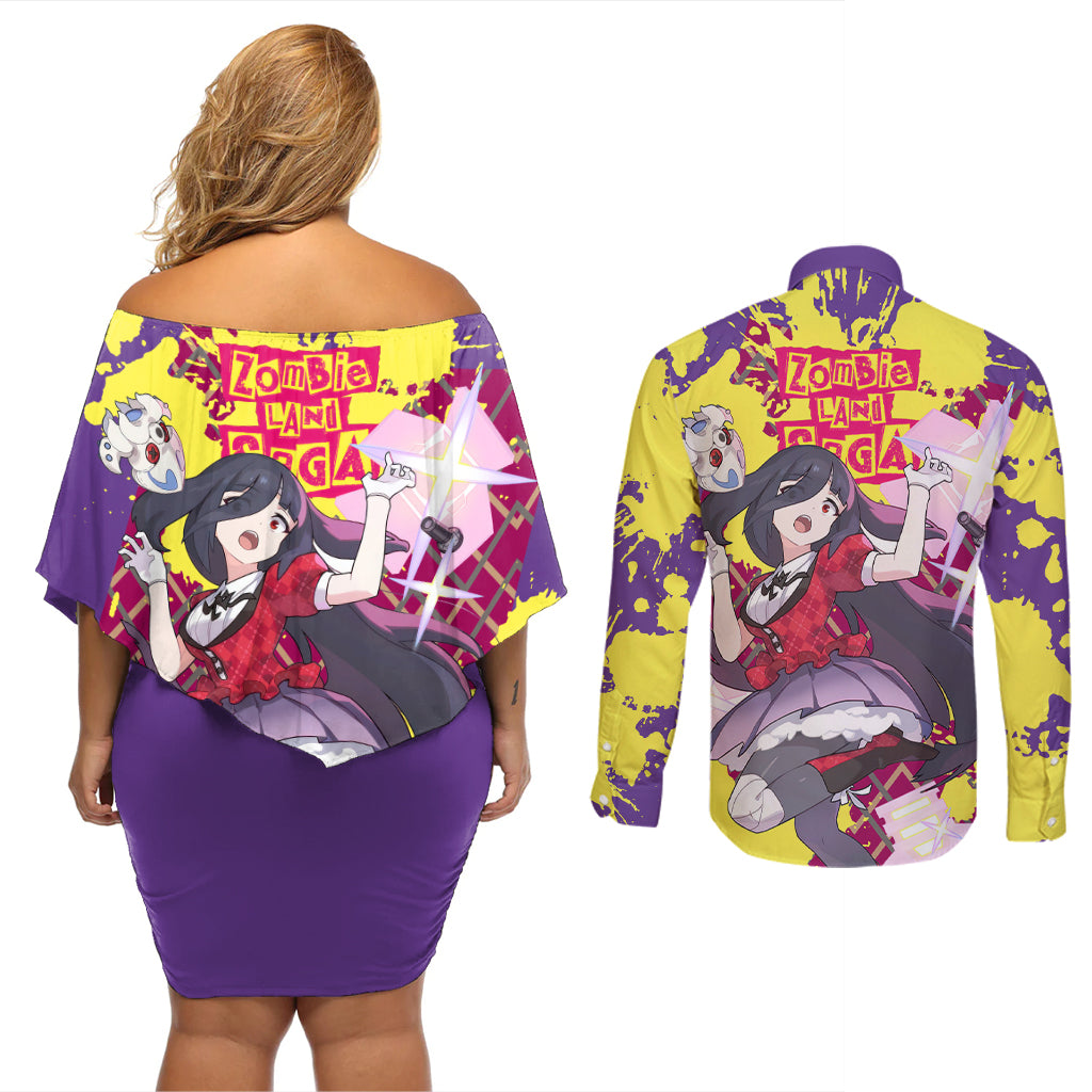 Zombie Land Saga Tae Yamada Couples Matching Off Shoulder Short Dress and Long Sleeve Button Shirt Anime Style