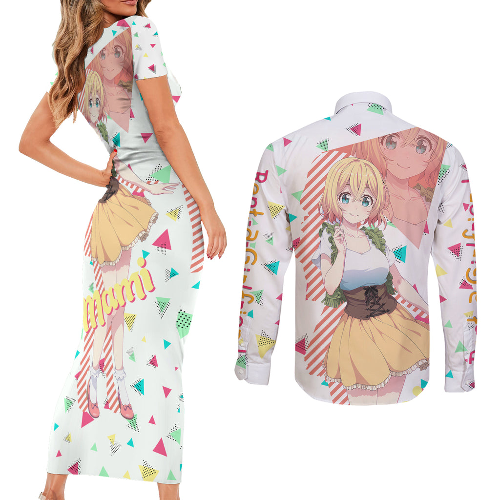 Rent A Girlfriend Mami Nanami Couples Matching Short Sleeve Bodycon Dress and Long Sleeve Button Shirt Anime Style