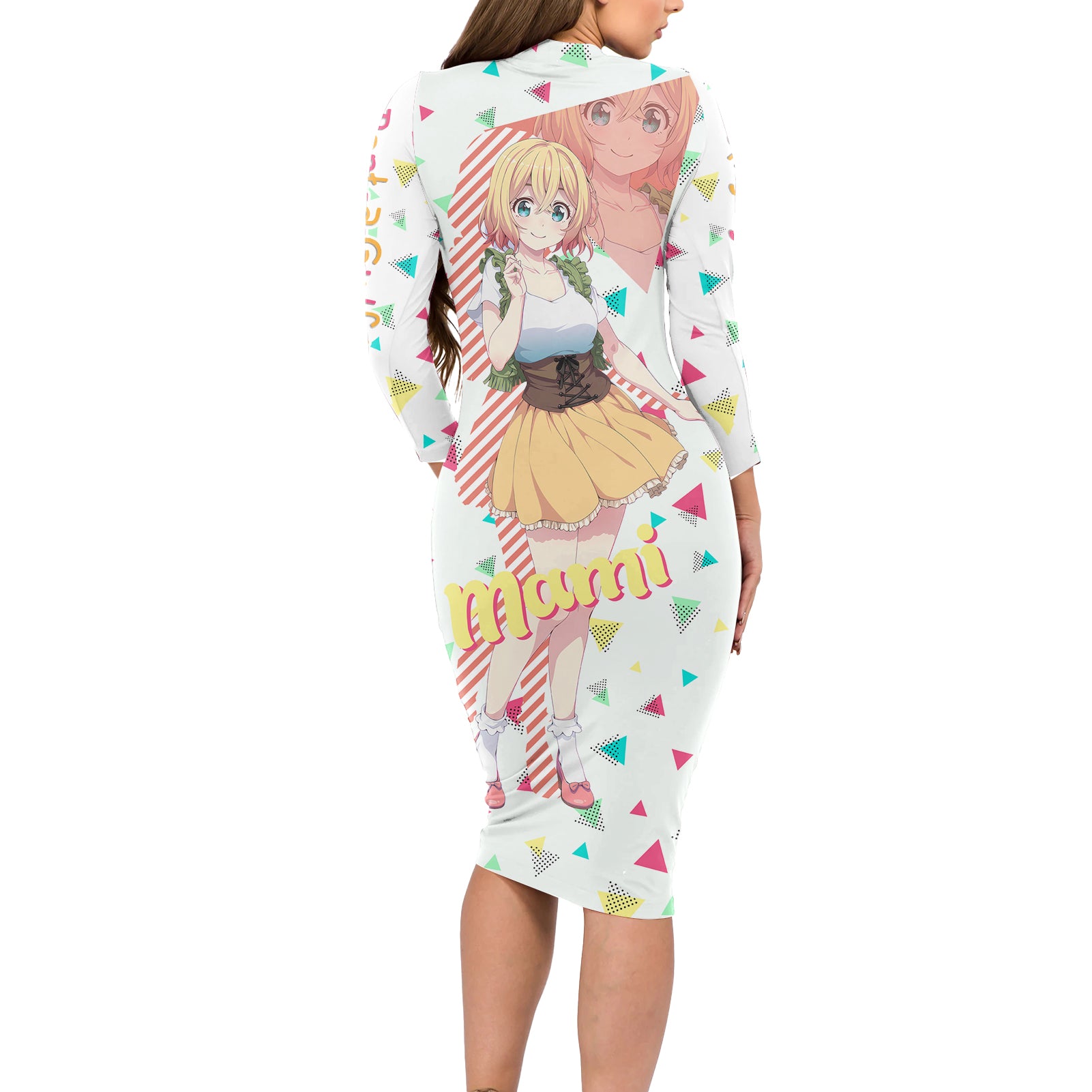 Rent A Girlfriend Mami Nanami Long Sleeve Bodycon Dress Anime Style