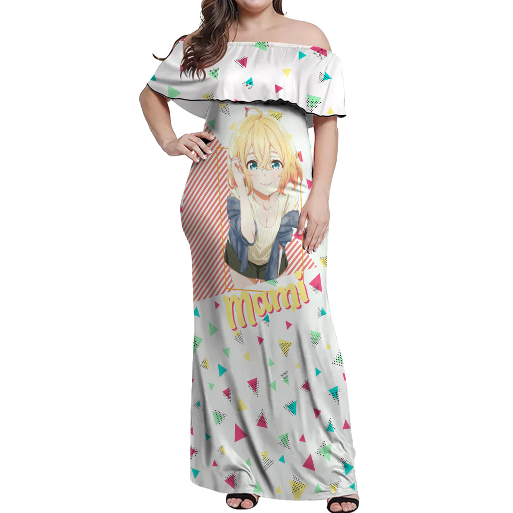 Rent A Girlfriend Mami Nanami Off Shoulder Maxi Dress Anime Style