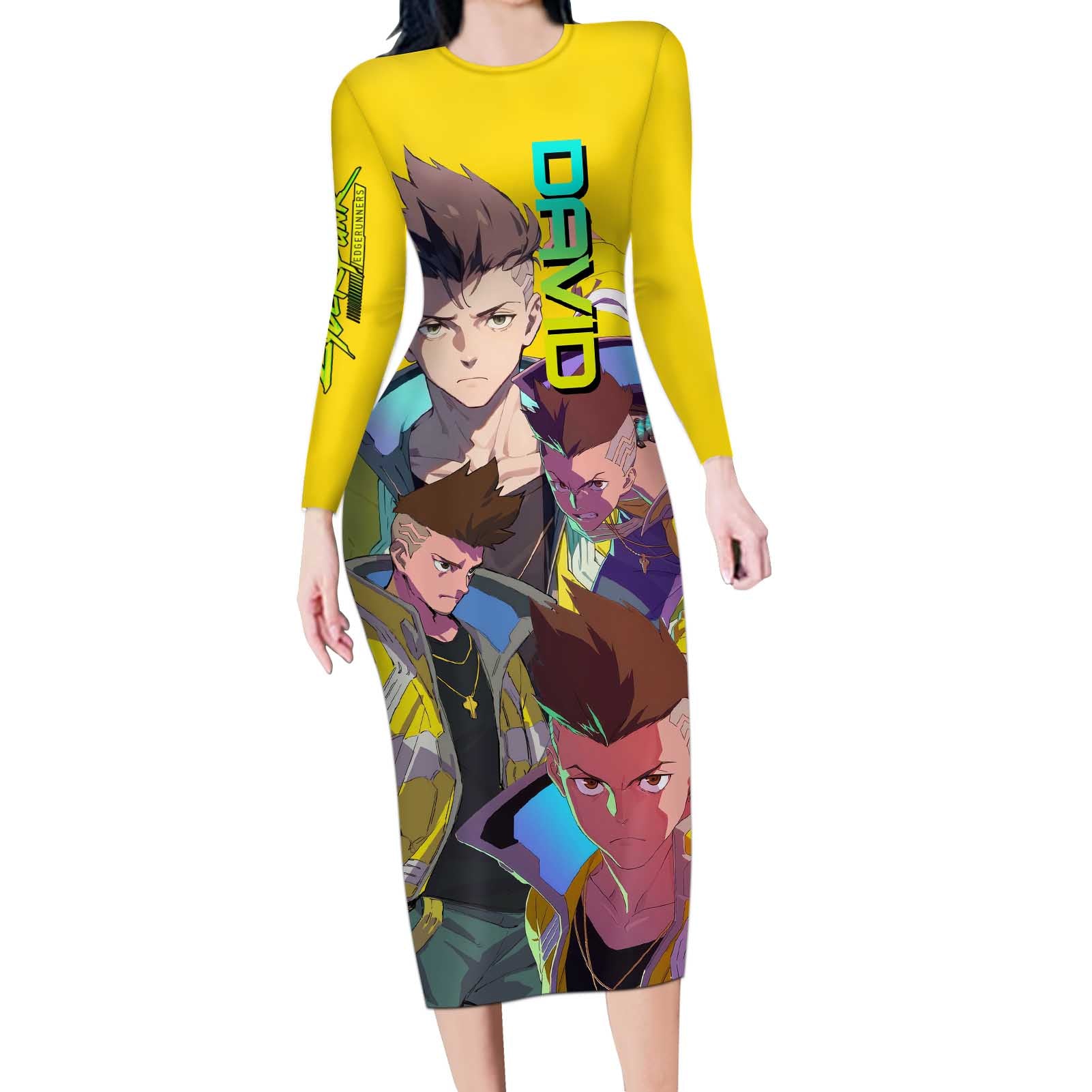 David Martinez - Cyberpunk: Edgerunners Long Sleeve Bodycon Dress Anime Style