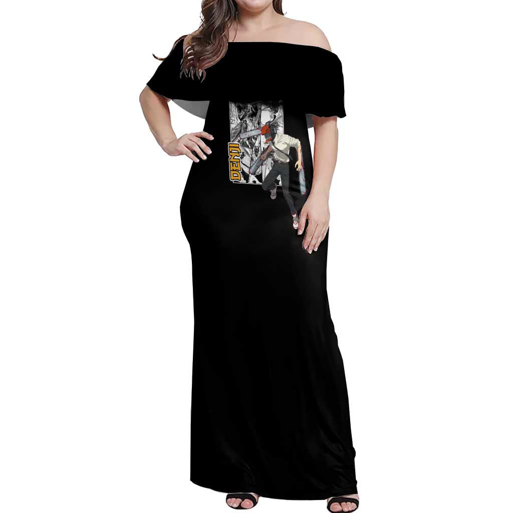 Denji - Chawsan man Off Shoulder Maxi Dress Anime Mix Manga Style