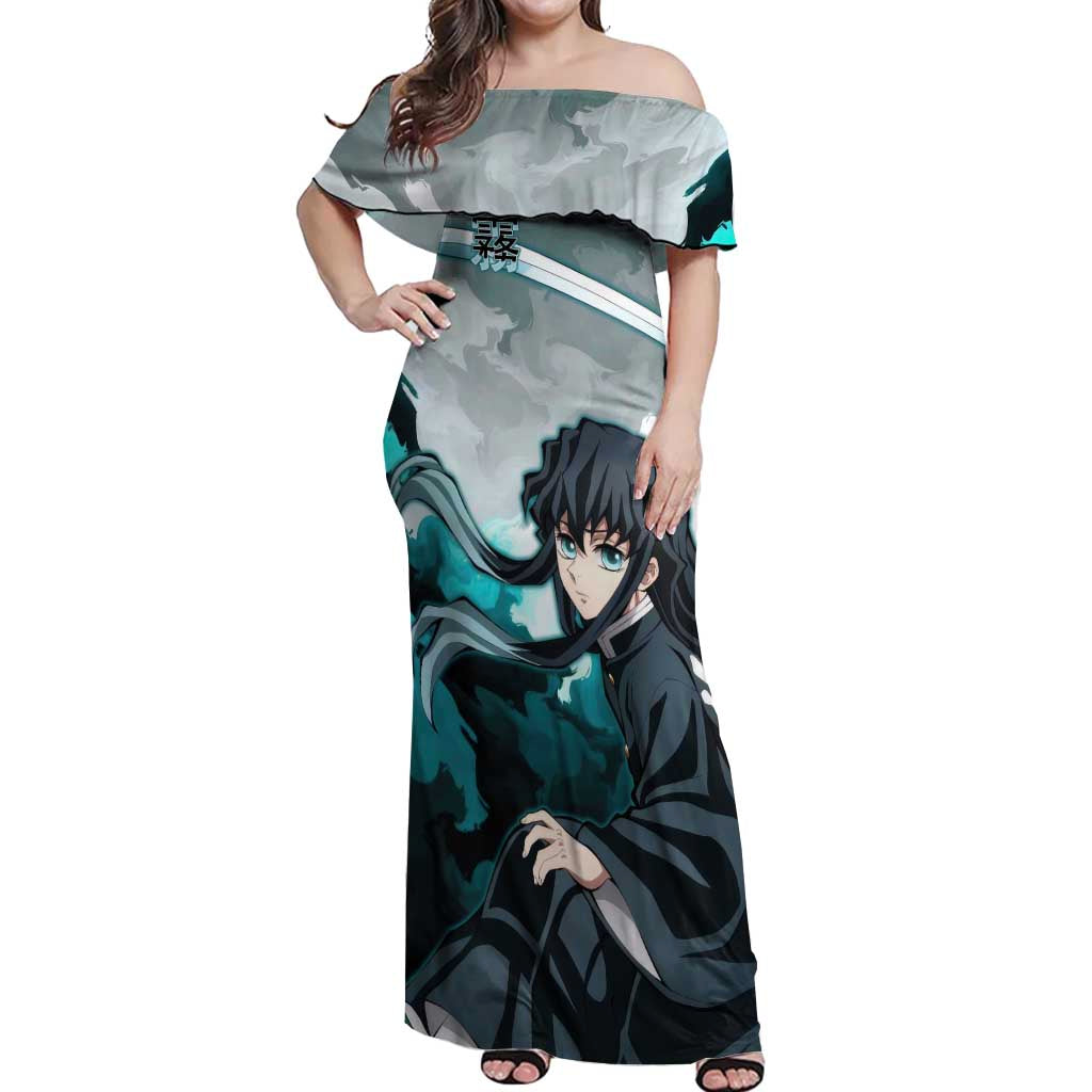 Muichiro Tokito - Demon Slayer Off Shoulder Maxi Dress Anime Style