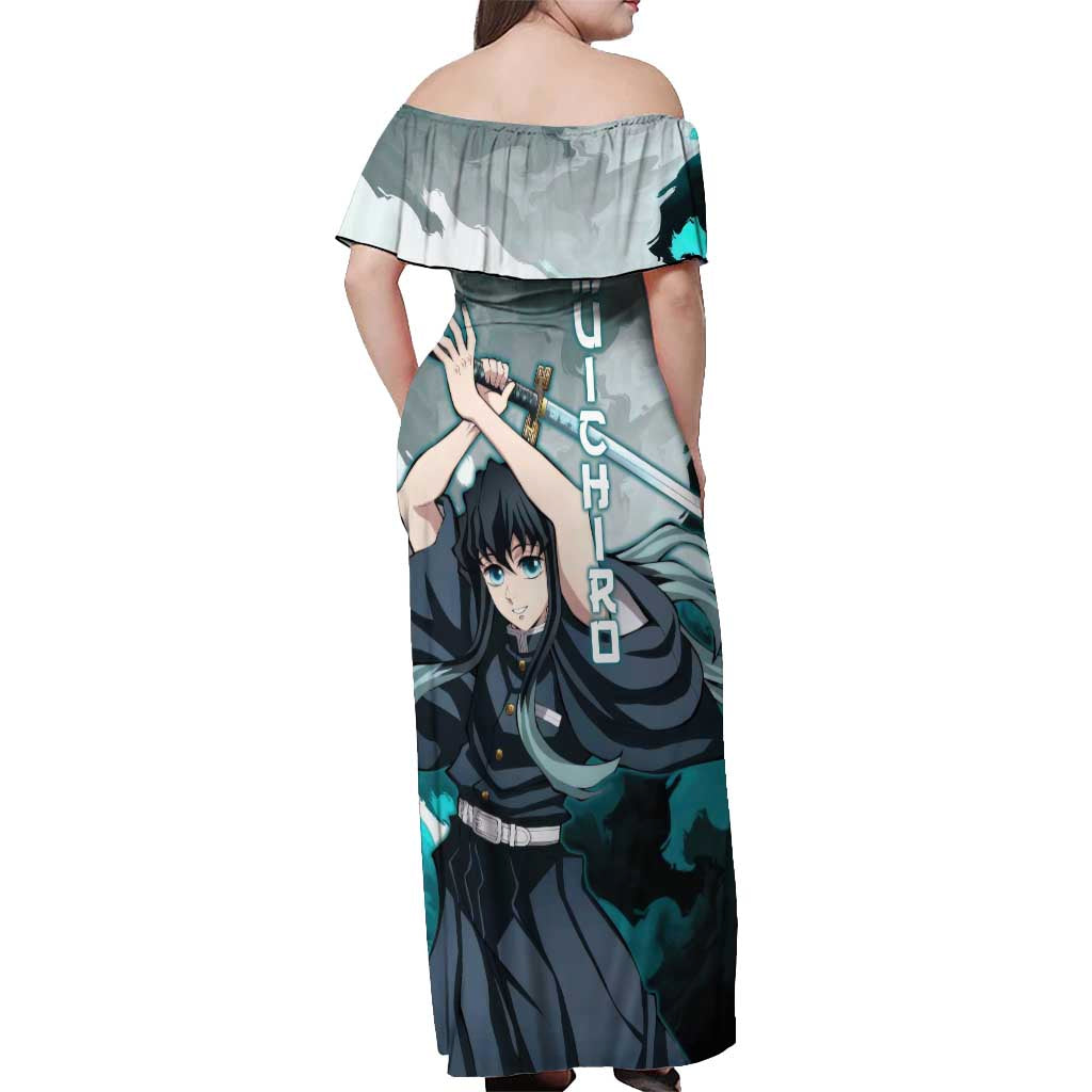 Muichiro Tokito - Demon Slayer Off Shoulder Maxi Dress Anime Style