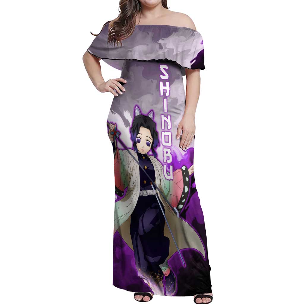 Shinobu Kocho - Demon Slayer Off Shoulder Maxi Dress Anime Style