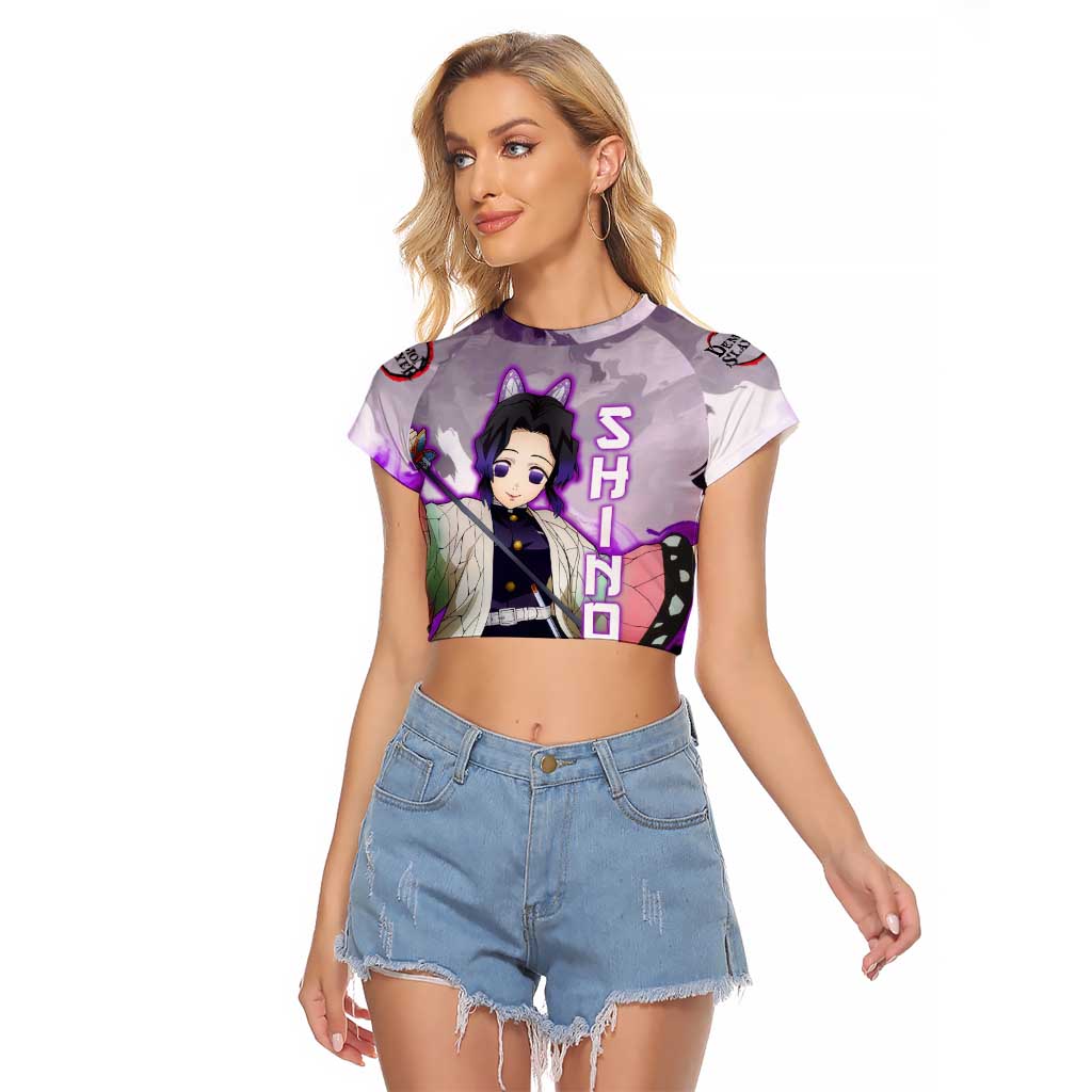 Shinobu Kocho - Demon Slayer Raglan Cropped T Shirt Anime Style