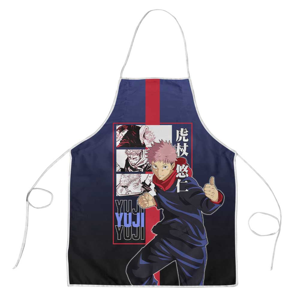 Yuji Itadori from Jujutsu Kaisen Apron with Action Pose and Energetic Expressions Design - The Mazicc