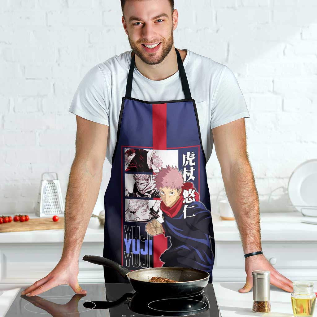 Yuji Itadori from Jujutsu Kaisen Apron with Action Pose and Energetic Expressions Design - The Mazicc